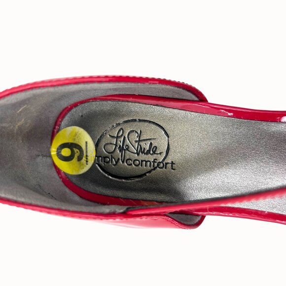 CHERRY RED LIFE STRIDE SIMPLY RED ZALANA FAUX LEATHER/PATENT LEATHER CRISSCROSS - Picture 12 of 13